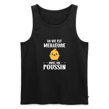 Humour petit poussin - Débardeur bio Premium Homme - noir - Devant - AI Model Male 178 light (178cm)