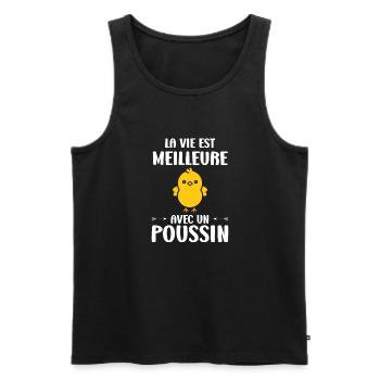 Humour bébé poussin - Débardeur bio Premium Homme - noir - Devant - AI Model Male 178 light (178cm)