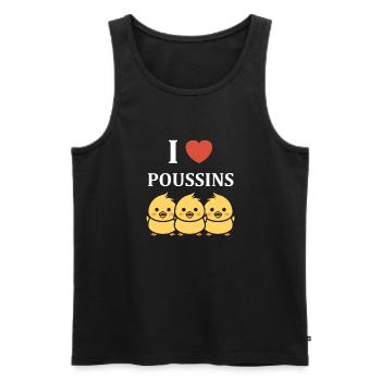 Humour bébé poussin - Débardeur bio Premium Homme - noir - Devant - AI Model Male 178 light (178cm)