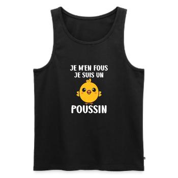 Humour bébé poussin - Débardeur bio Premium Homme - noir - Devant - AI Model Male 178 light (178cm)