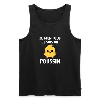 Humour petit poussin - Débardeur bio Premium Homme - noir - Devant - AI Model Male 178 light (178cm)
