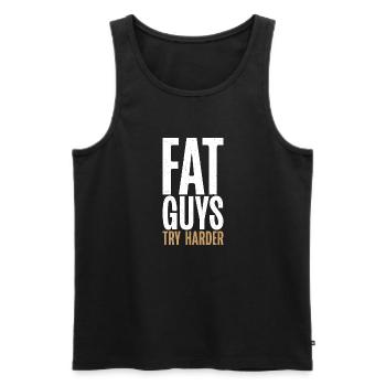 Funny Fat Gifts - Men's Premium Organic Tank Top - black - Front - Michal (187cm)