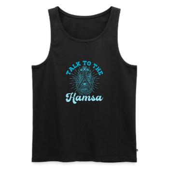 Hamsa Eye Hand Talisman Yoga Fluchschutz - Männer Premium Bio Tank Top - Schwarz - Vorne - Michal (187cm)