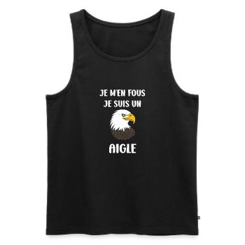 Citation humour Oiseau aigle - Débardeur bio Premium Homme - noir - Devant - Michal (187cm)