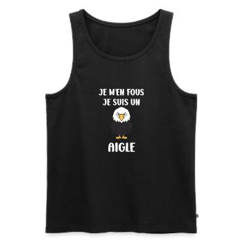 Citation humour Oiseau aigle - Débardeur bio Premium Homme - noir - Devant - Michal (187cm)