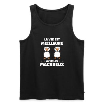 macareux - Débardeur bio Premium Homme - noir - Devant - AI Model Male 178 light (178cm)