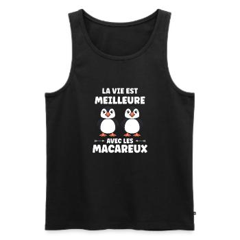 macareux - Débardeur bio Premium Homme - noir - Devant - AI Model Male 178 light (178cm)