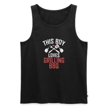 Grill Barbecue Grilling - Männer Premium Bio Tank Top - Schwarz - Vorne - Michal (187cm)