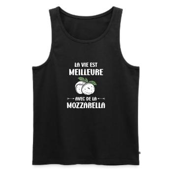 Humour mozzarella - Débardeur bio Premium Homme - noir - Devant - Michal (187cm)