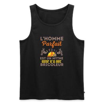 Homme parfait bricoleur parfait 2 - Débardeur bio Premium Homme - noir - Devant - AI Model Male 178 light (178cm)