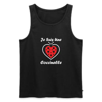 Citation Humour Petite coccinelle - Débardeur bio Premium Homme - noir - Devant - Michal (187cm)