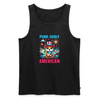 4 juillet Cat Patriotic, 4 juillet, drapeau des États-Unis. - Débardeur bio Premium Homme - noir - Devant - Michal (187cm)