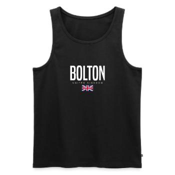 Bolton, United Kingdom - Men's Premium Organic Tank Top - black - Front - Michal (187cm)
