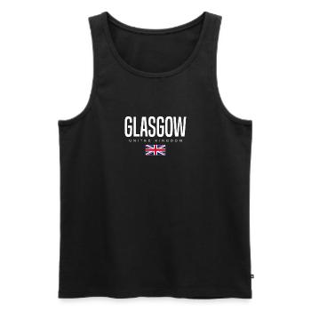 Glasgow, Royaume-Uni - Débardeur bio Premium Homme - noir - Devant - AI Model Male 178 light (178cm)