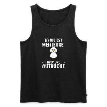 Humour autruche - Débardeur bio Premium Homme - noir - Devant - Michal (187cm)