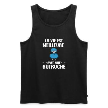 Humour autruche - Débardeur bio Premium Homme - noir - Devant - Michal (187cm)