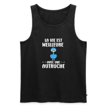 Humour autruche - Débardeur bio Premium Homme - noir - Devant - Michal (187cm)