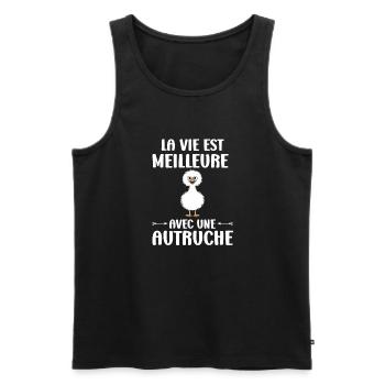 Humour autruche - Débardeur bio Premium Homme - noir - Devant - Michal (187cm)