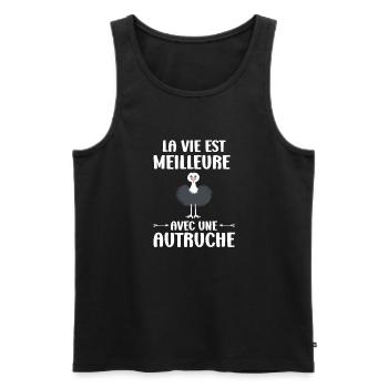 Humour autruche - Débardeur bio Premium Homme - noir - Devant - Michal (187cm)