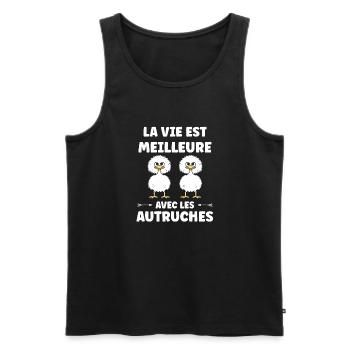 Humour autruche - Débardeur bio Premium Homme - noir - Devant - Michal (187cm)