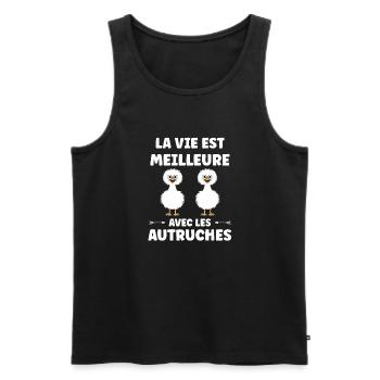 Humour autruche - Débardeur bio Premium Homme - noir - Devant - Michal (187cm)