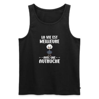 Ostrich Quote - Men's Premium Organic Tank Top - black - Front - Michal (187cm)