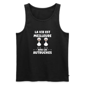 Ostrich Quote - Men's Premium Organic Tank Top - black - Front - Michal (187cm)