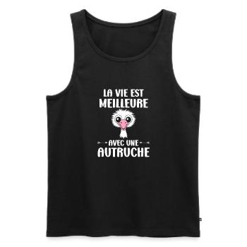 Humorous Ostrich Quote - Men's Premium Organic Tank Top - black - Front - Michal (187cm)