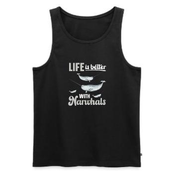 Narwhal Unicorn Whale - Men's Premium Organic Tank Top - black - Front - Michal (187cm)