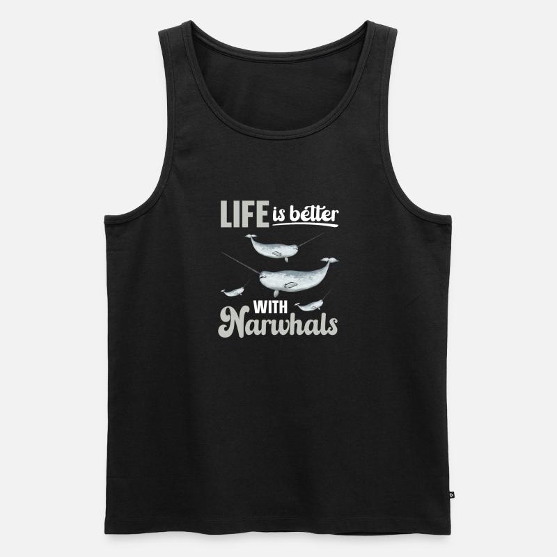 Narwal Einhornwal - Männer Premium Bio Tank Top - Schwarz