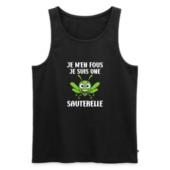 Humour sauterelle - Débardeur bio Premium Homme - noir - Devant - AI Model Male 178 light (178cm)