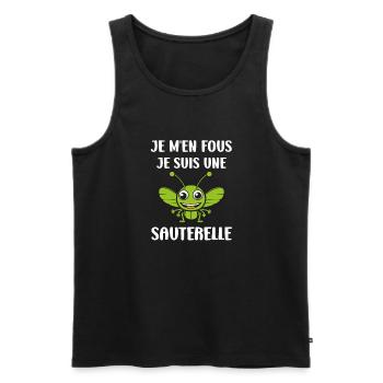 Humour sauterelle - Débardeur bio Premium Homme - noir - Devant - AI Model Male 178 light (178cm)