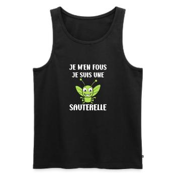 Insecte humour Sauterelle - Débardeur bio Premium Homme - noir - Devant - AI Model Male 178 light (178cm)