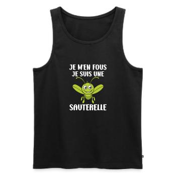 Humour sauterelle - Débardeur bio Premium Homme - noir - Devant - AI Model Male 178 light (178cm)