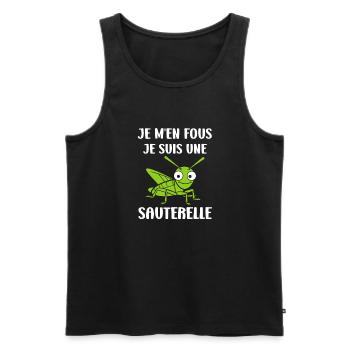 Insecte humour Sauterelle - Débardeur bio Premium Homme - noir - Devant - AI Model Male 178 light (178cm)