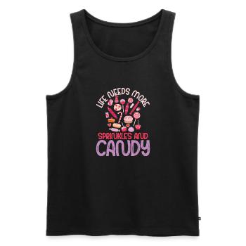 Candy Gift - Men's Premium Organic Tank Top - black - Front - AI Model Male 178 light (178cm)