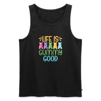 Candy Gift - Men's Premium Organic Tank Top - black - Front - AI Model Male 178 light (178cm)