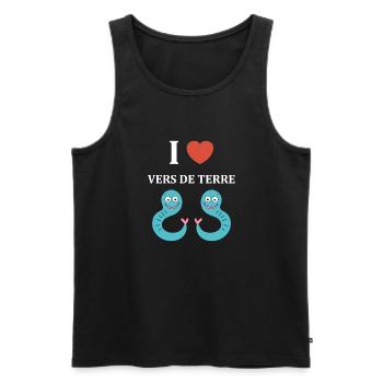 Humour ver de terre - Débardeur bio Premium Homme - noir - Devant - Michal (187cm)