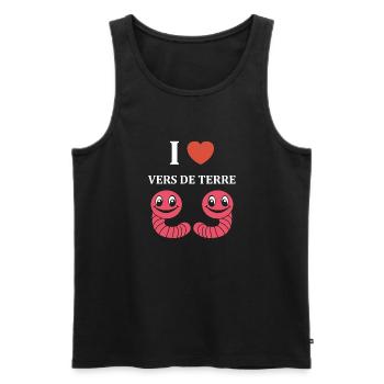 Humour ver de terre - Débardeur bio Premium Homme - noir - Devant - Michal (187cm)
