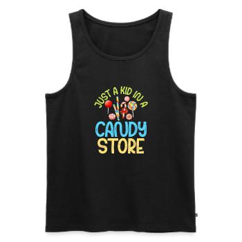 Candy Gift - Men's Premium Organic Tank Top - black - Front - AI Model Male 178 light (178cm)