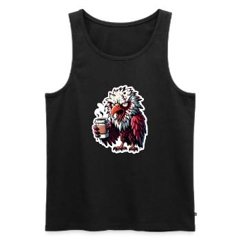 Geier als Morgenmuffel vor dem 1. Kaffee - Männer Premium Bio Tank Top - Schwarz - Vorne - Michal (187cm)