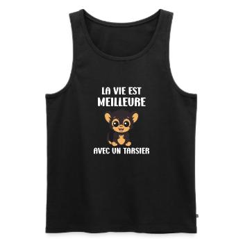 Humour tarsier - Débardeur bio Premium Homme - noir - Devant - Michal (187cm)