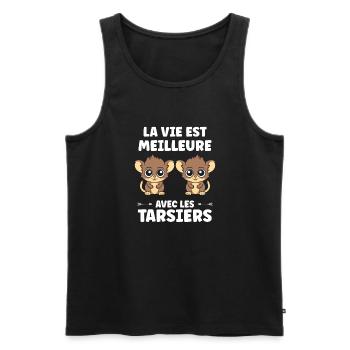 Humour tarsier - Débardeur bio Premium Homme - noir - Devant - Michal (187cm)