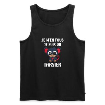 Humour tarsier - Débardeur bio Premium Homme - noir - Devant - Michal (187cm)
