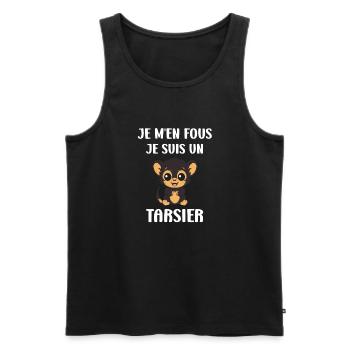 Humour tarsier - Débardeur bio Premium Homme - noir - Devant - Michal (187cm)
