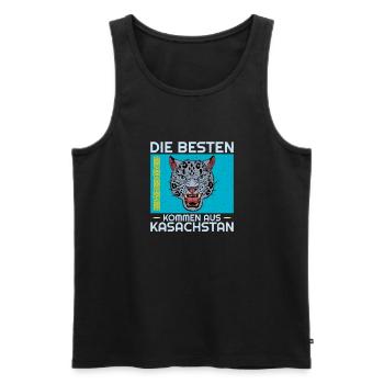 Kasachstan Herkunft Flagge Schneeleopard - Männer Premium Bio Tank Top - Schwarz - Vorne - Michal (187cm)