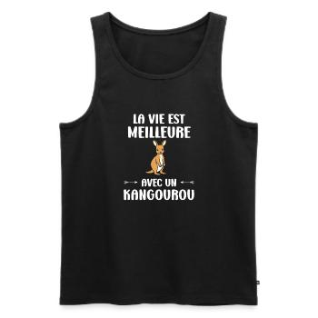 Humour kangourou - Débardeur bio Premium Homme - noir - Devant - Michal (187cm)