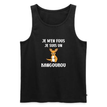 Humour petit kangourou - Débardeur bio Premium Homme - noir - Devant - Michal (187cm)
