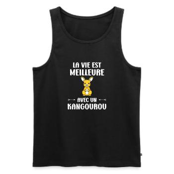 Humour petit kangourou - Débardeur bio Premium Homme - noir - Devant - Michal (187cm)