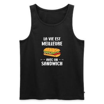 Humour sandwich - Débardeur bio Premium Homme - noir - Devant - Michal (187cm)